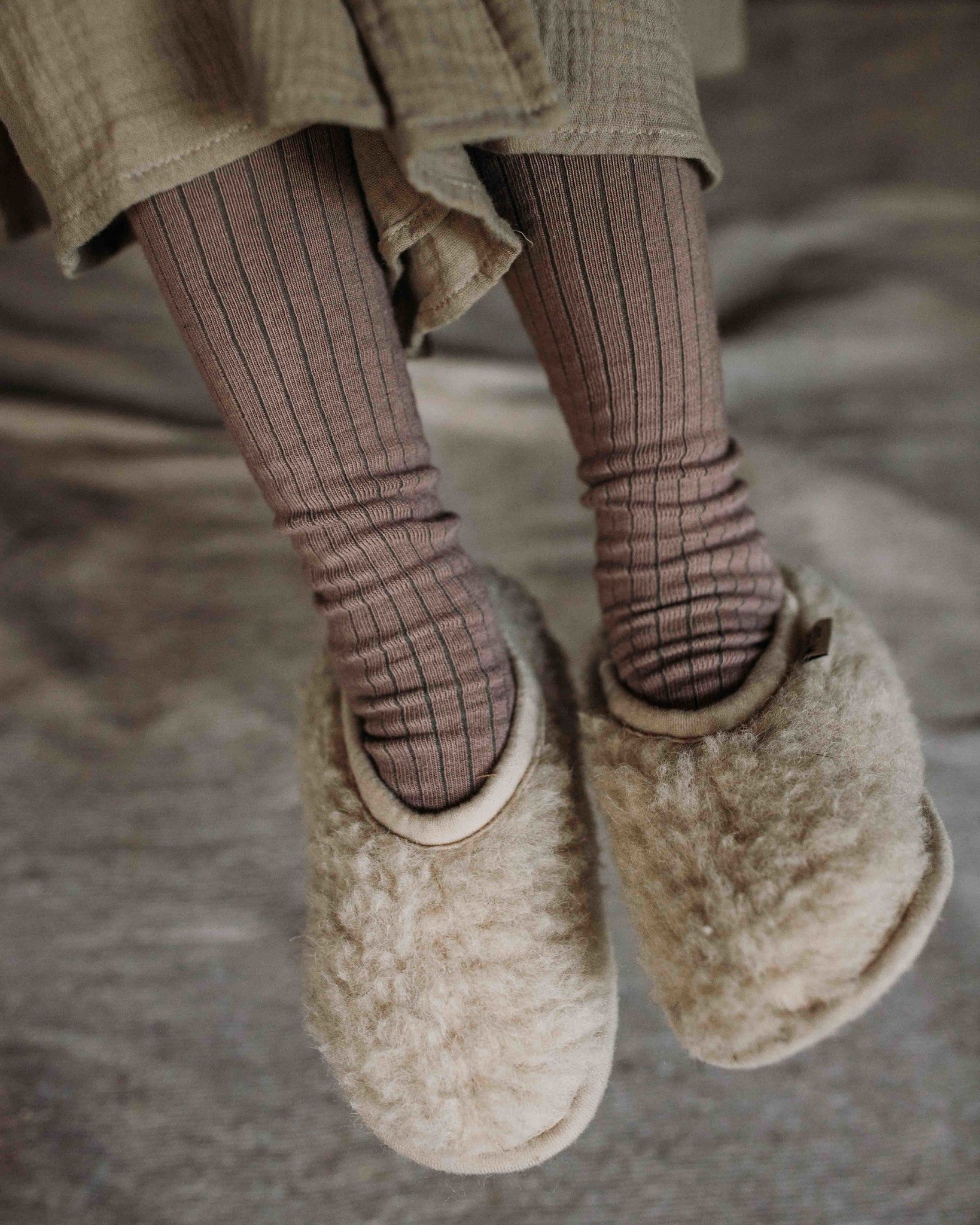 Alwero slofjes wol pluche beige