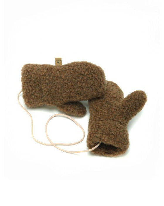 alwero Wanten van wol pluche - bruin