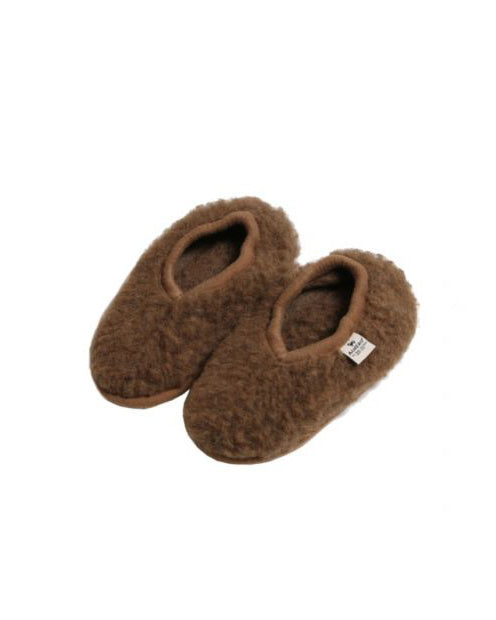 alwwero Sloffen van wol pluche - bruin