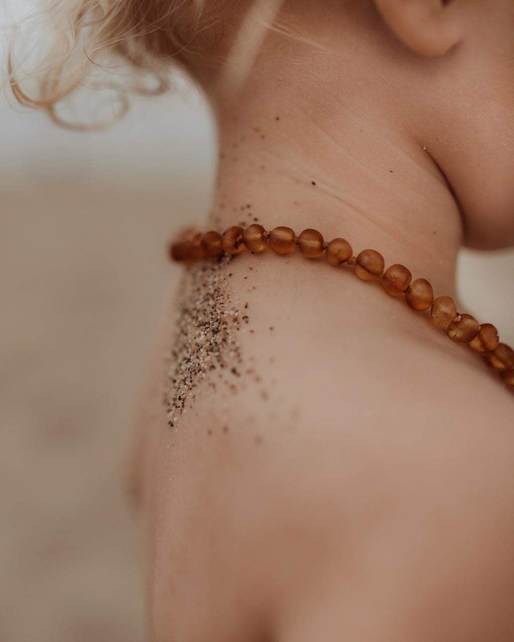 Amber barnsteen ketting cognac raw