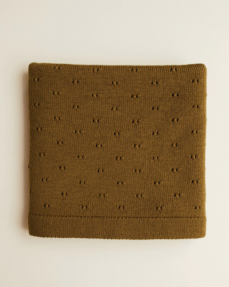 Baby deken van wol Bibi - mustard