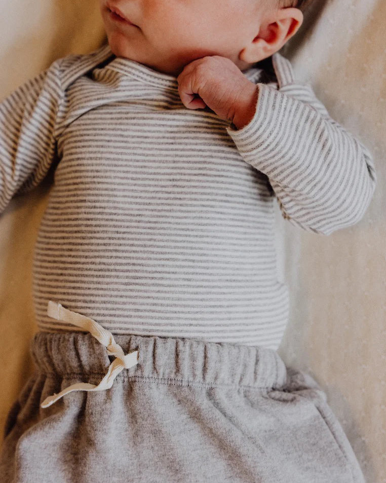 Baby romper lange mouw - grey melange-cream_
