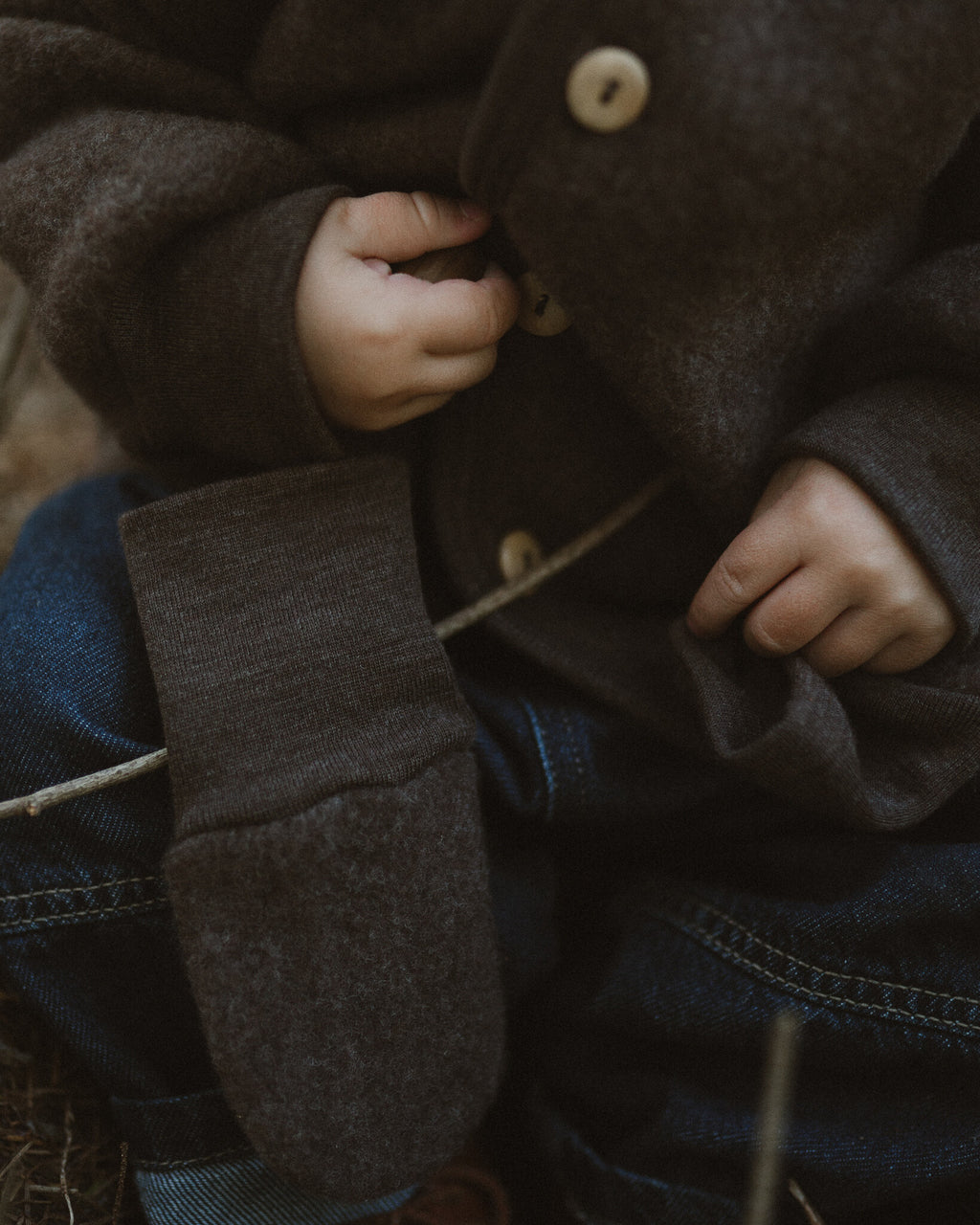Babywanten van wol-fleece - cocoa Ziloen©