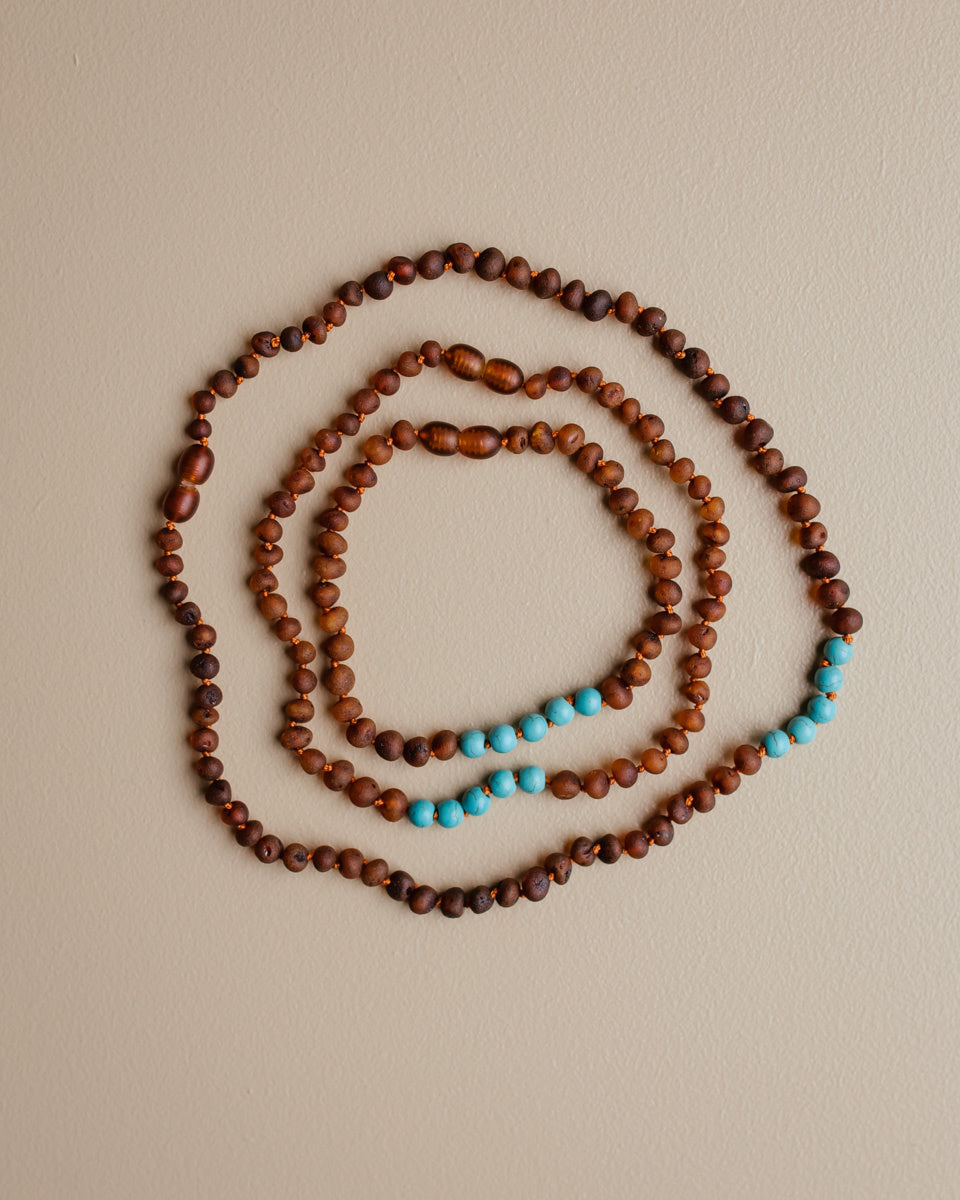 Barnsteen armbanden turkoois cognac raw copyright Ziloen