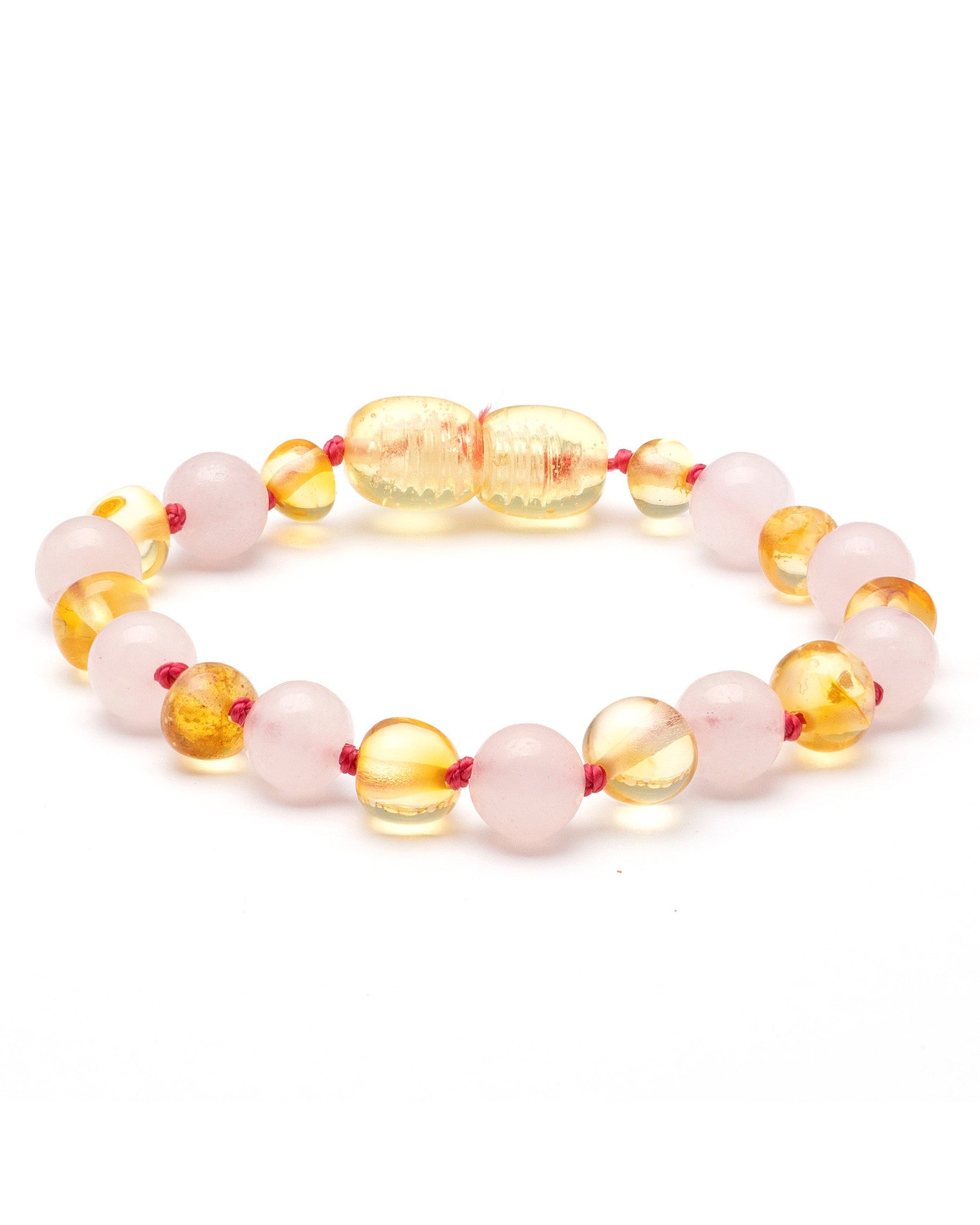 Barnsteen armbandje rozenkwarts roze