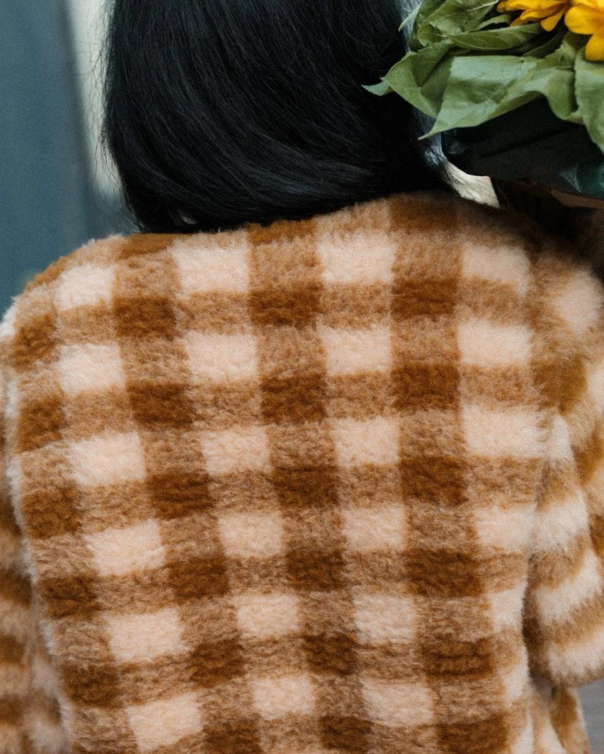 Dames vest Koru - checkered apricot