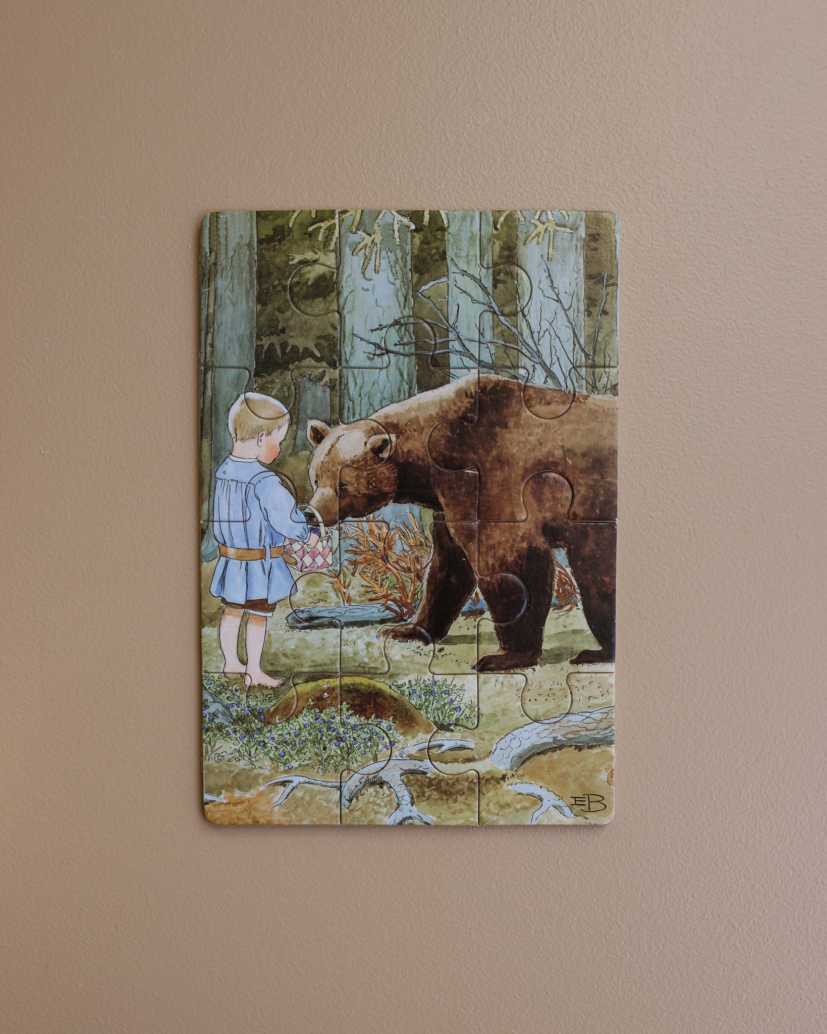 Elsa Beskow 4 houten puzzles natuur beer copyright Ziloen