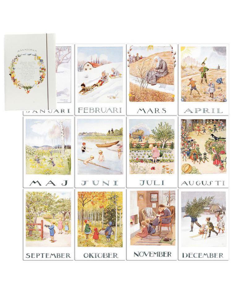Elsa Beskow set of month poster - A4 size (12 pcs)