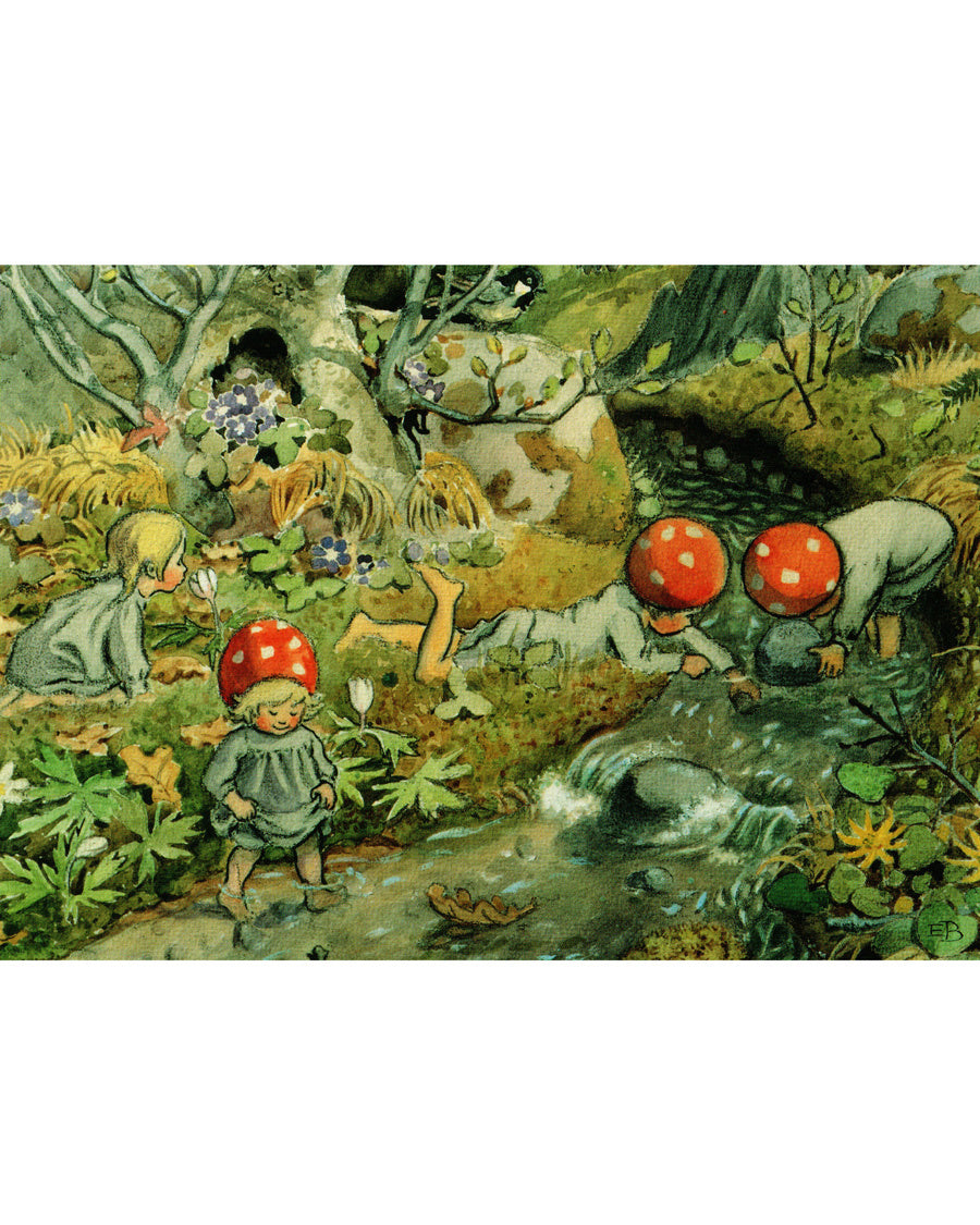 Elsa-Beskow-Lente-Kabouterkinderen-bij-de-beek