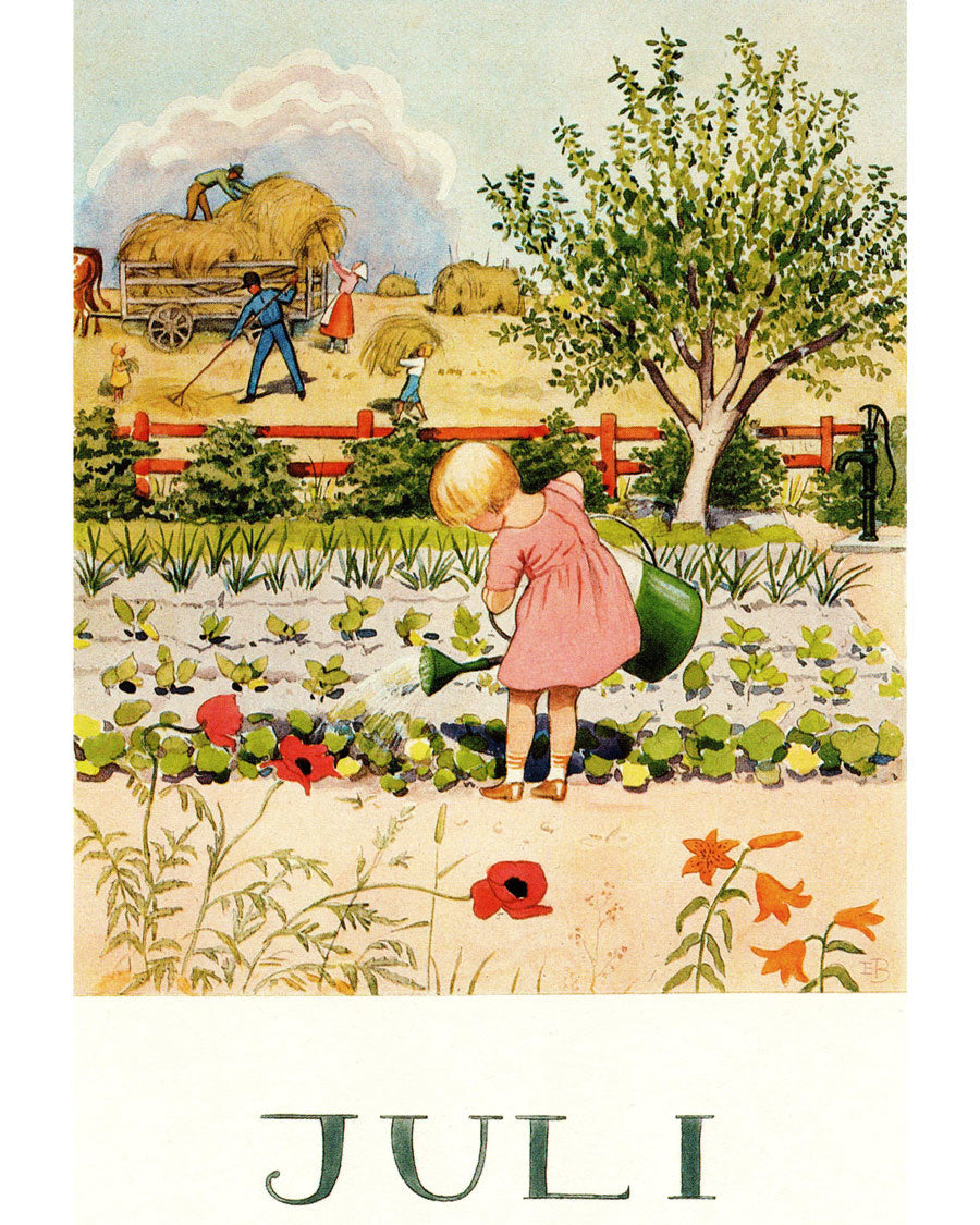 Elsa Beskow postkaart juli