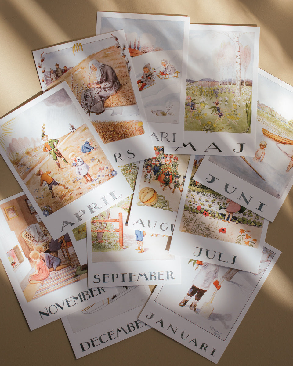 Elsa Beskow Set of all Months of the Year Postcards