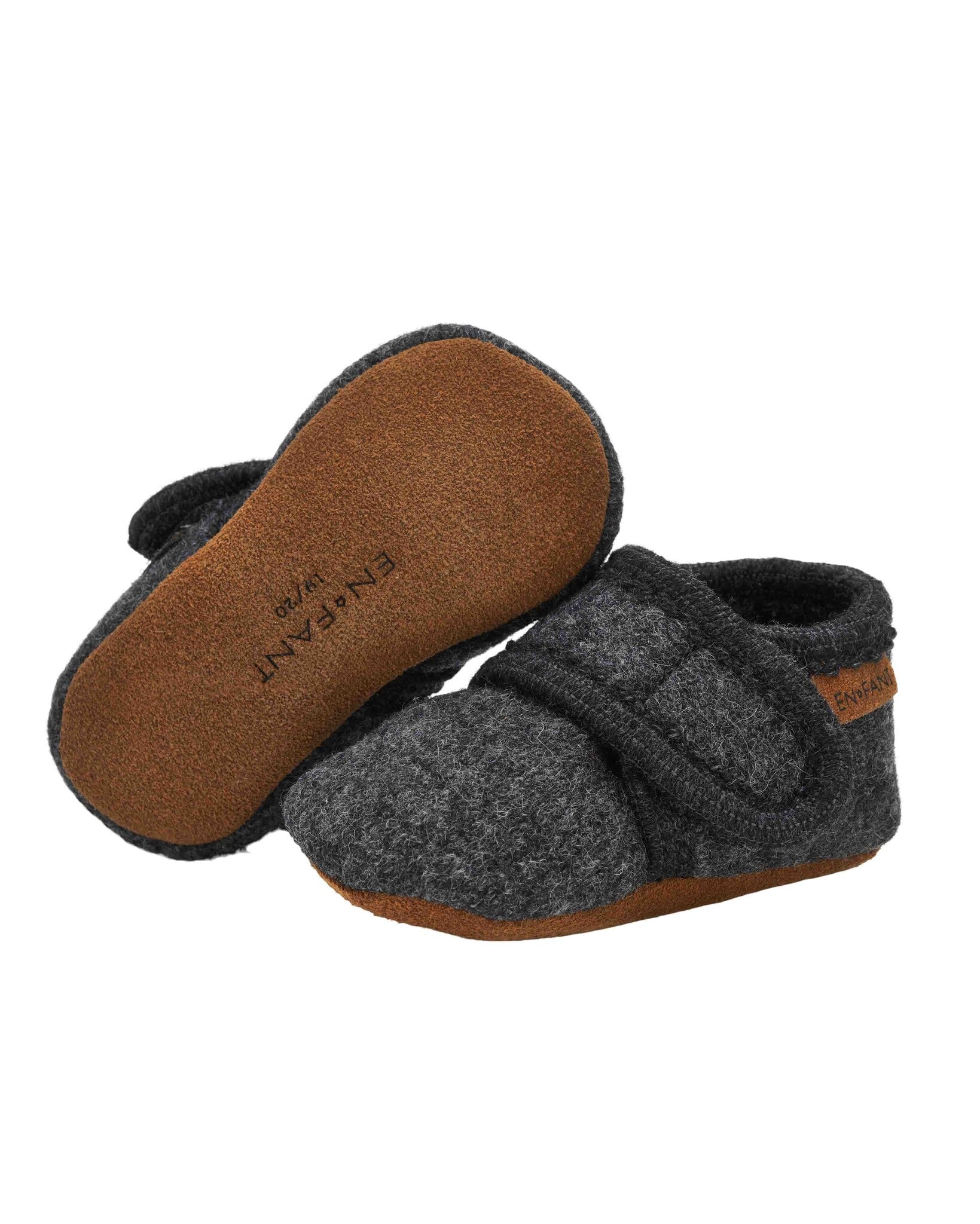En Fant Wollen slofjes - dark grey melange1