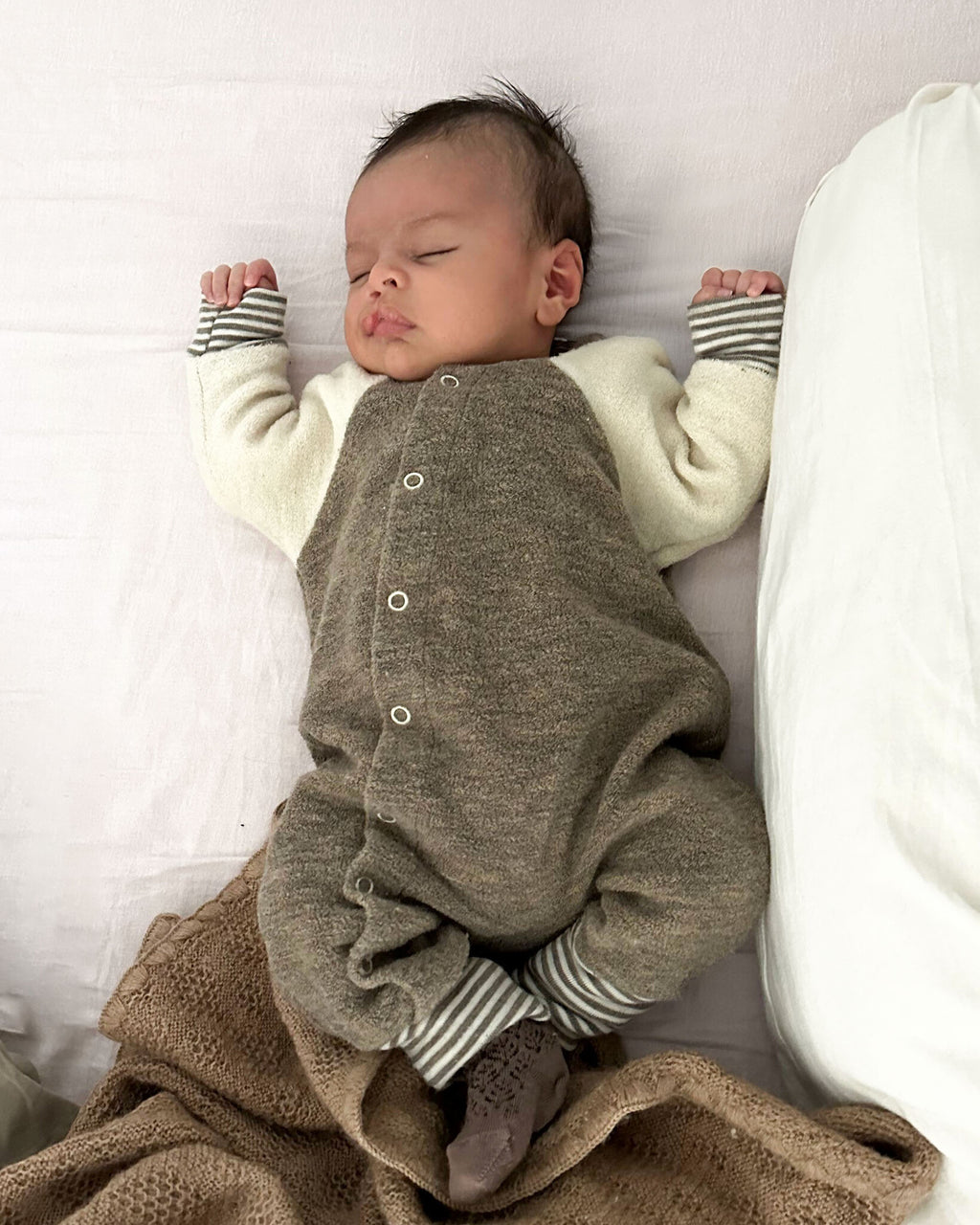 Engel natur - jumpsuit van wol frotté - walnut