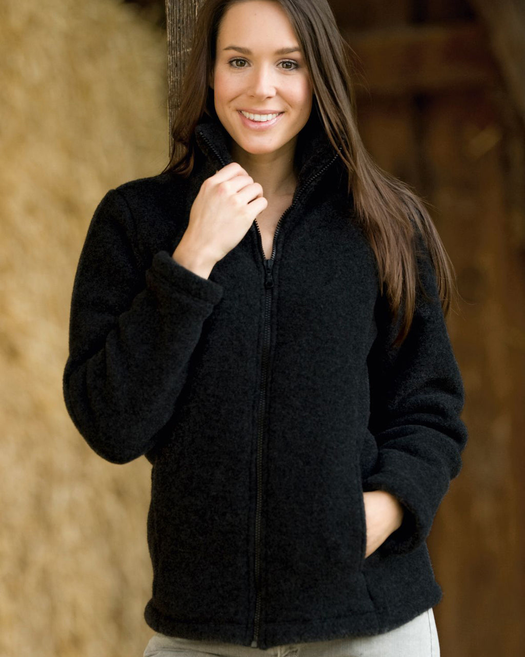 Engel natur dames vest van wol:fleece - zwart 584470-090-3436 2