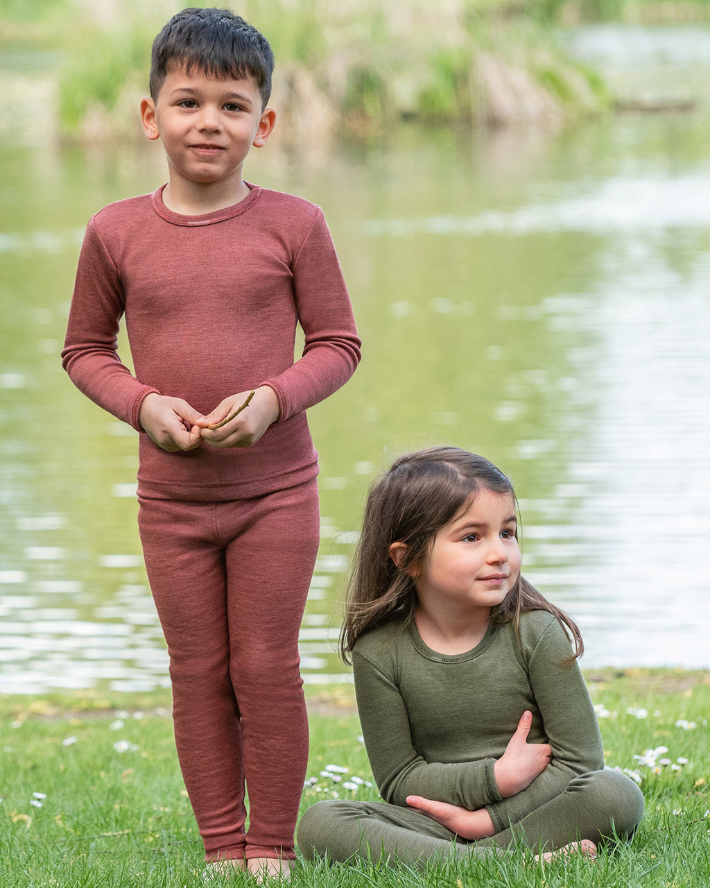 Engel natur Kinderlegging van wol en zijde - olive 704500-43e 2