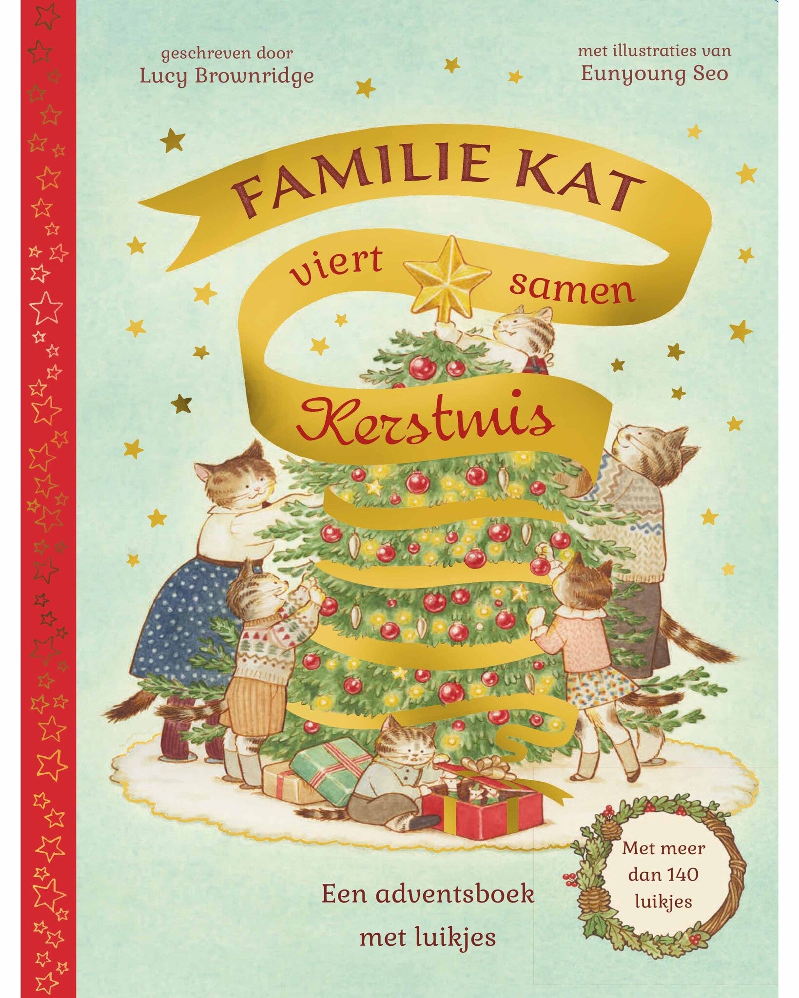 Familie kat viert samen kerstmis