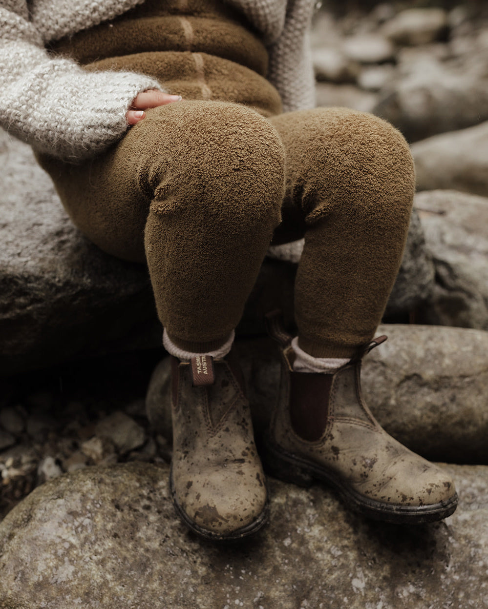 Footless teddy warmy tights - acorn brown2