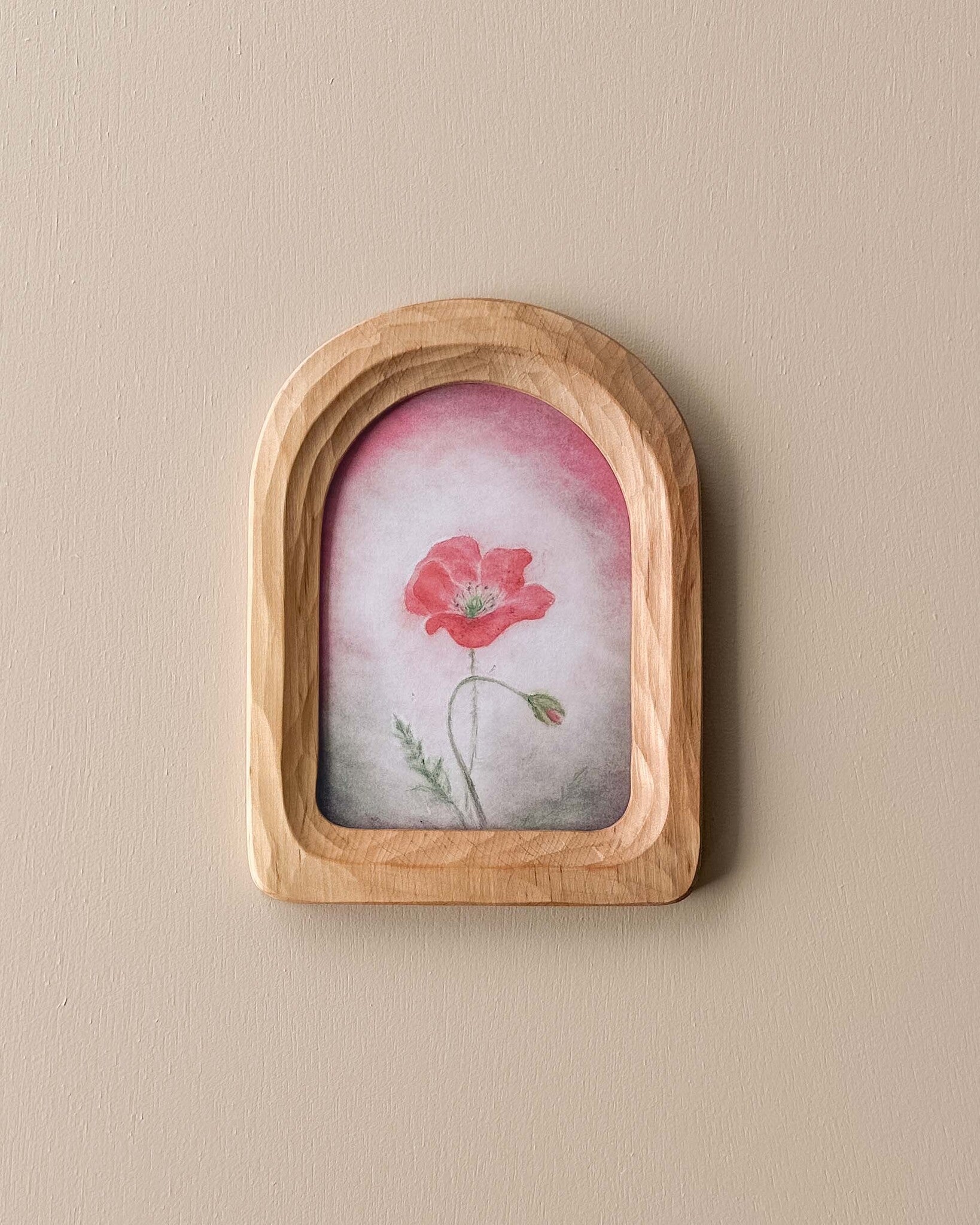 Hand made - lijstje - klaproos_