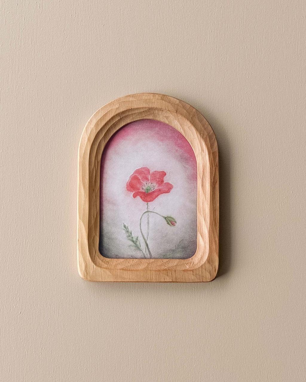 Hand made - lijstje - klaproos_