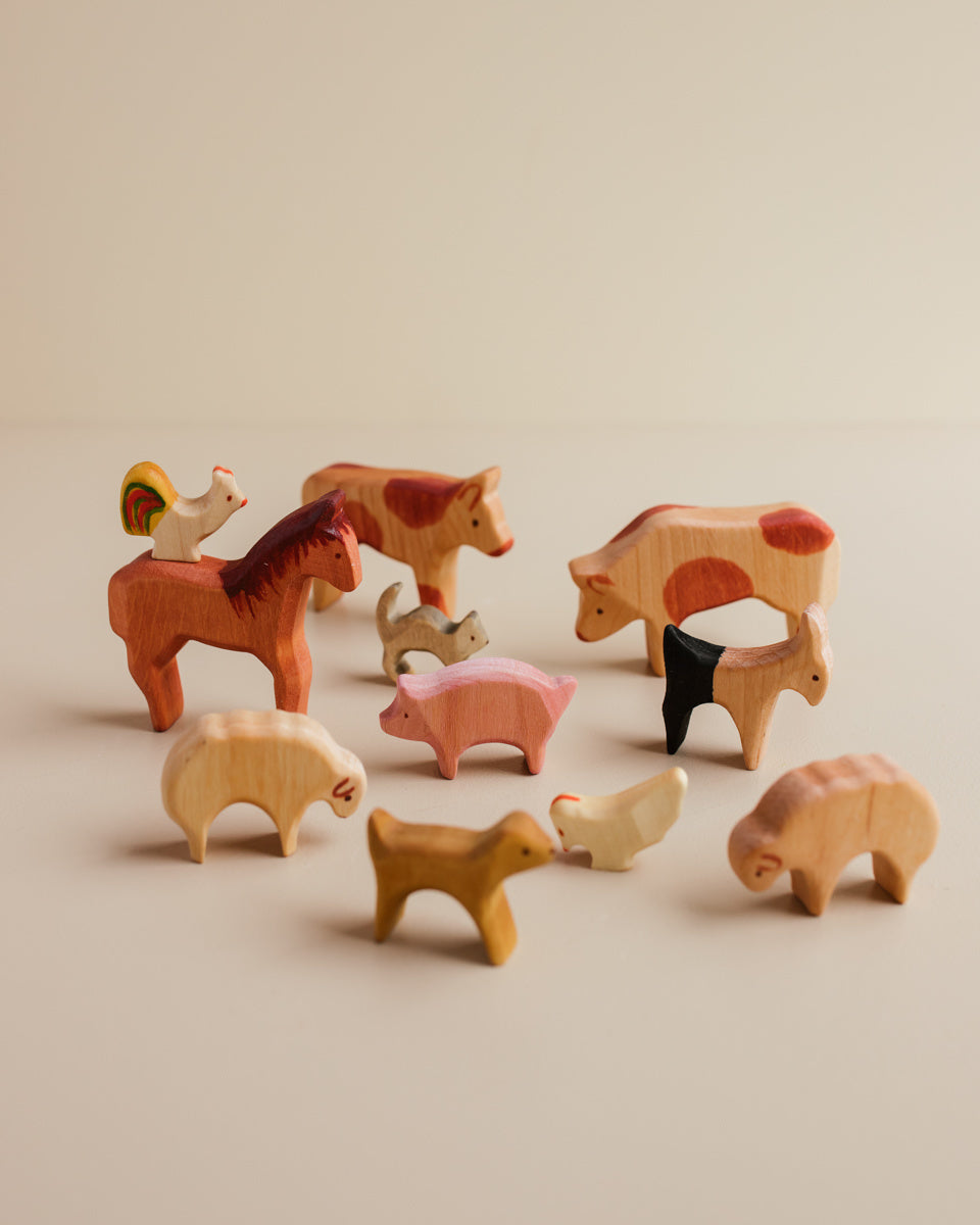 Houten boerderijdieren handgemaakt