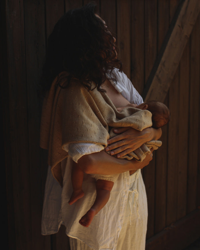 Hvid Baby deken van wol Bibi - sand