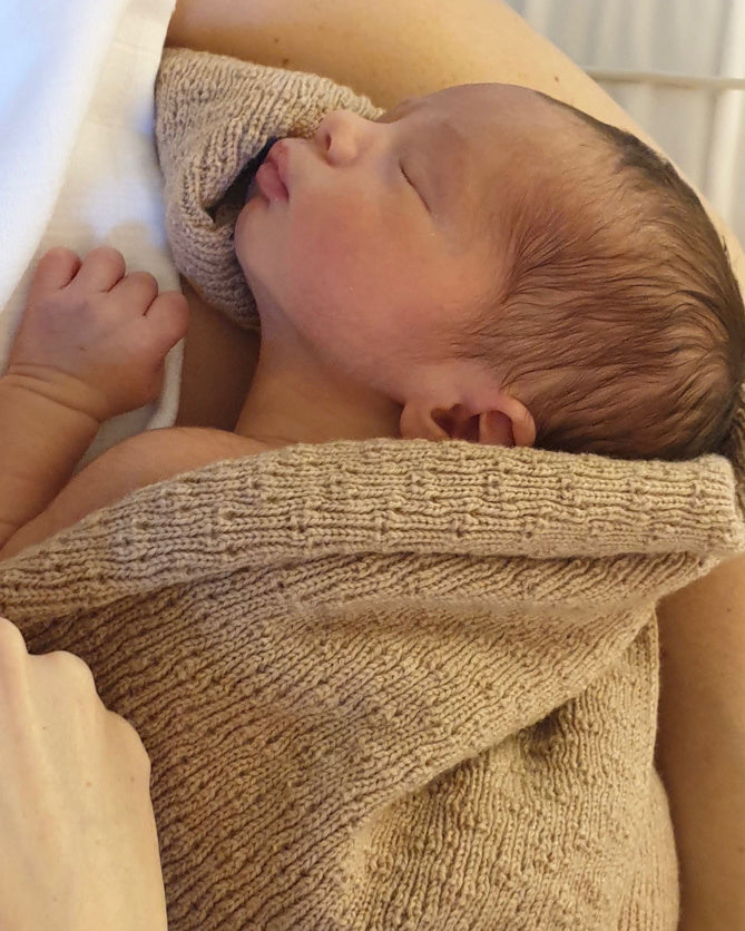 Hvid Baby deken van wol Dora - sand