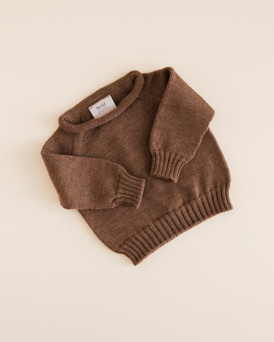 Hvid baby trui MOCHA bruin