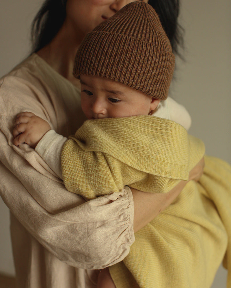 Hvid Deken van merino wol Felix - light yellow