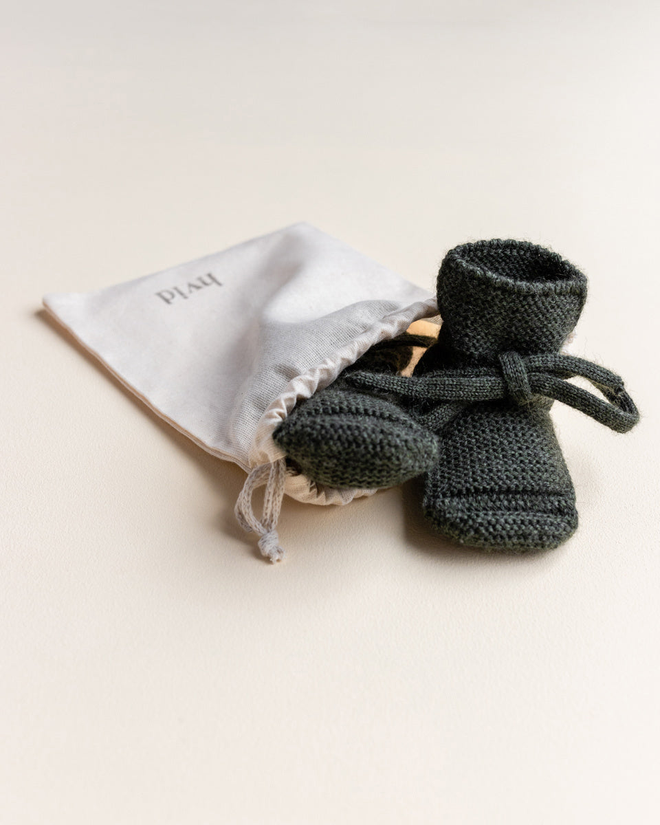 Hvid merino wool BOOTIES pine
