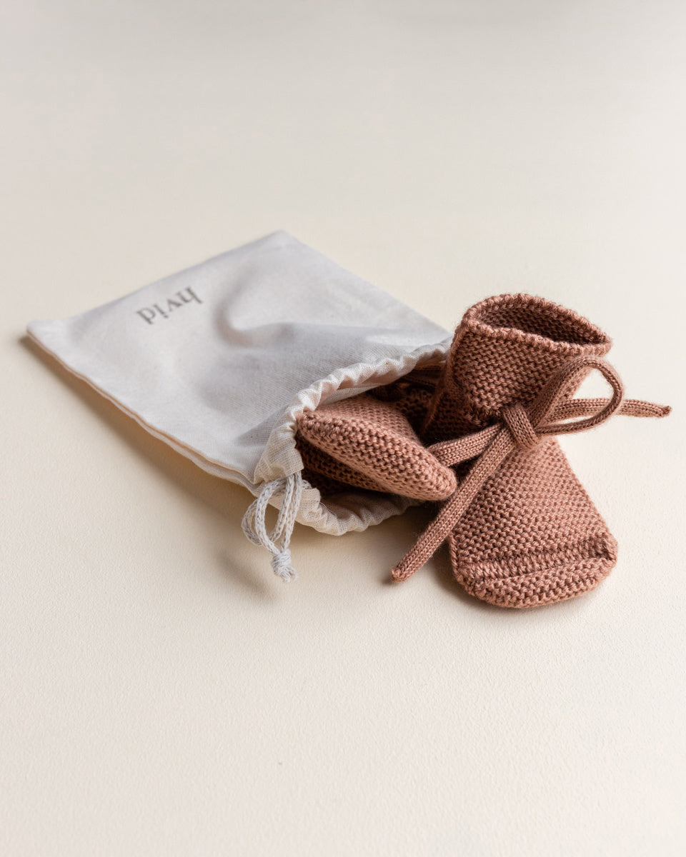 hvid merino wool BOOTIES TERRACOTTA