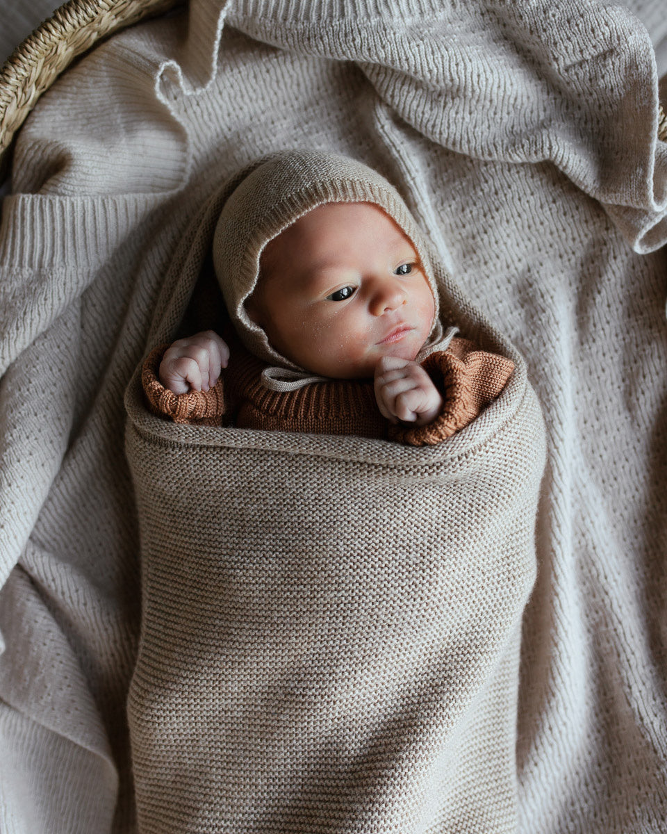 Hvid newborn mutsje wol