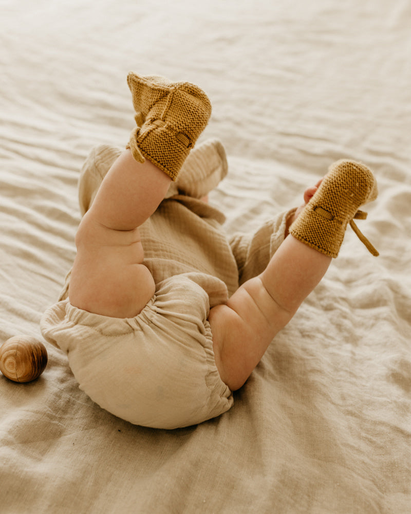 Hvid Slofjes van merino wol - ochre1