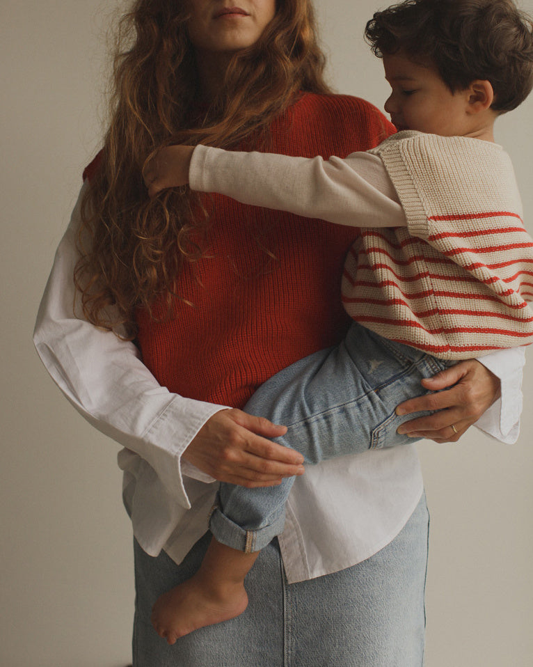 Hvid VEST HARVEY CREAM + RED_2