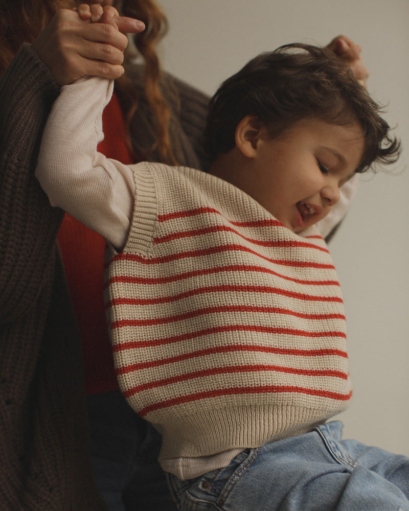 Hvid VEST HARVEY CREAM + RED