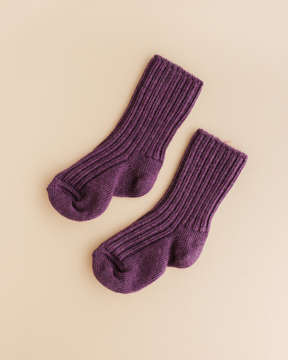 joha Dikke wollen sokjes - aubergine 2
