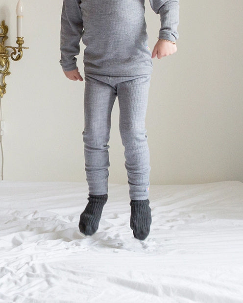 Joha kinder legging wol grijs rib