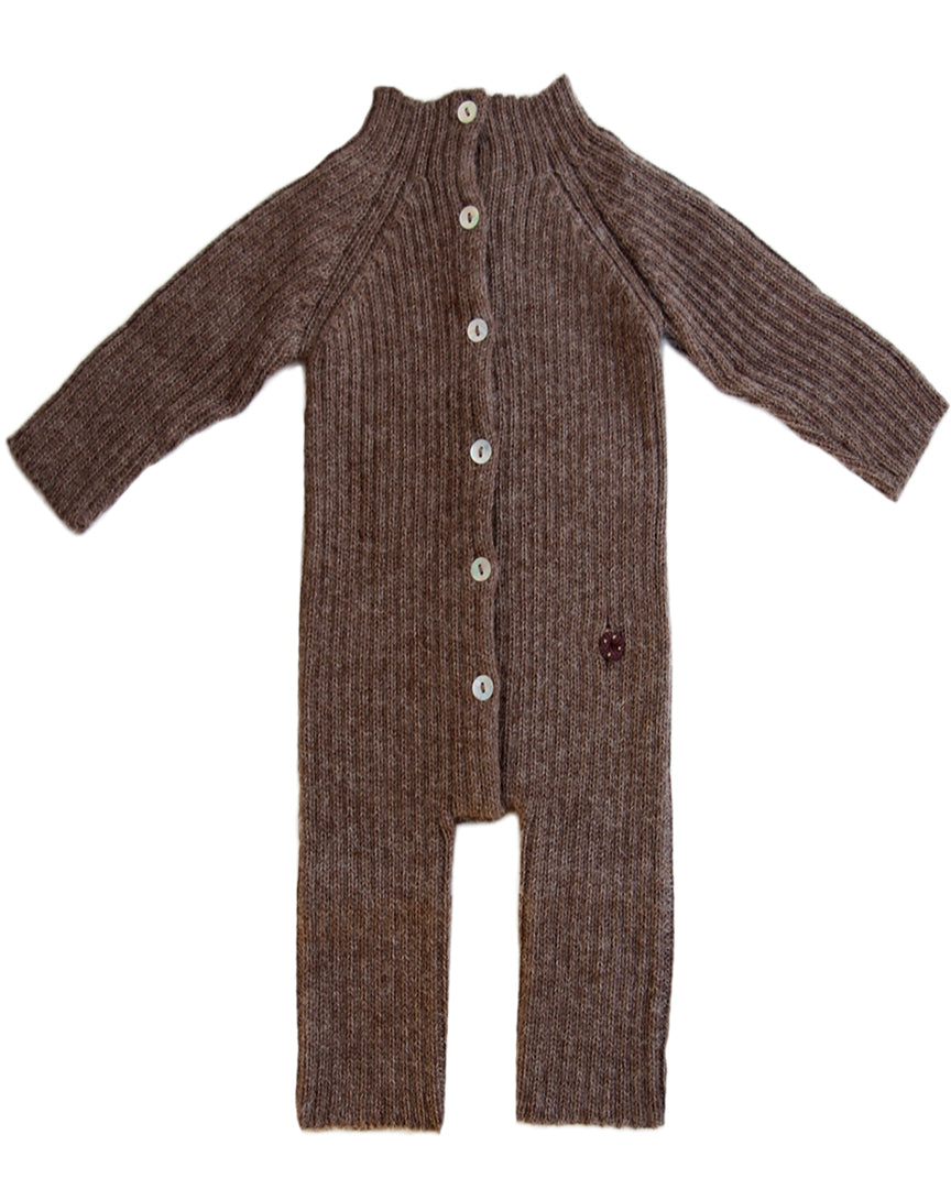 Baby jumpsuit made of alpaca - cocoa