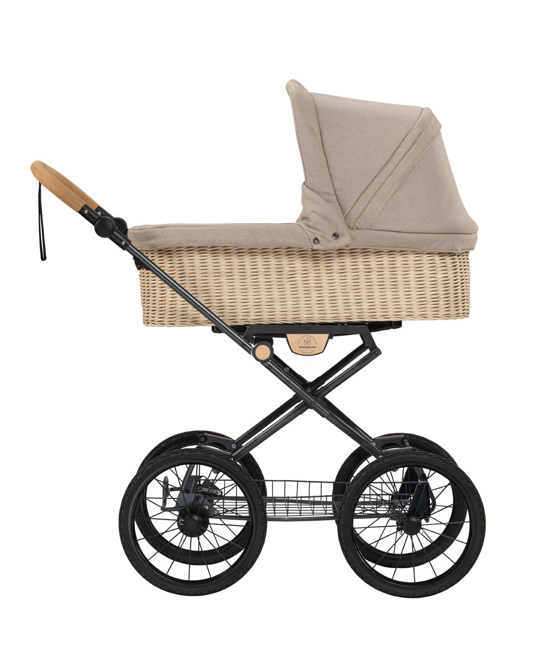 Kinderwagen Ida sand - basis model inclusief gevlochten reiswieg