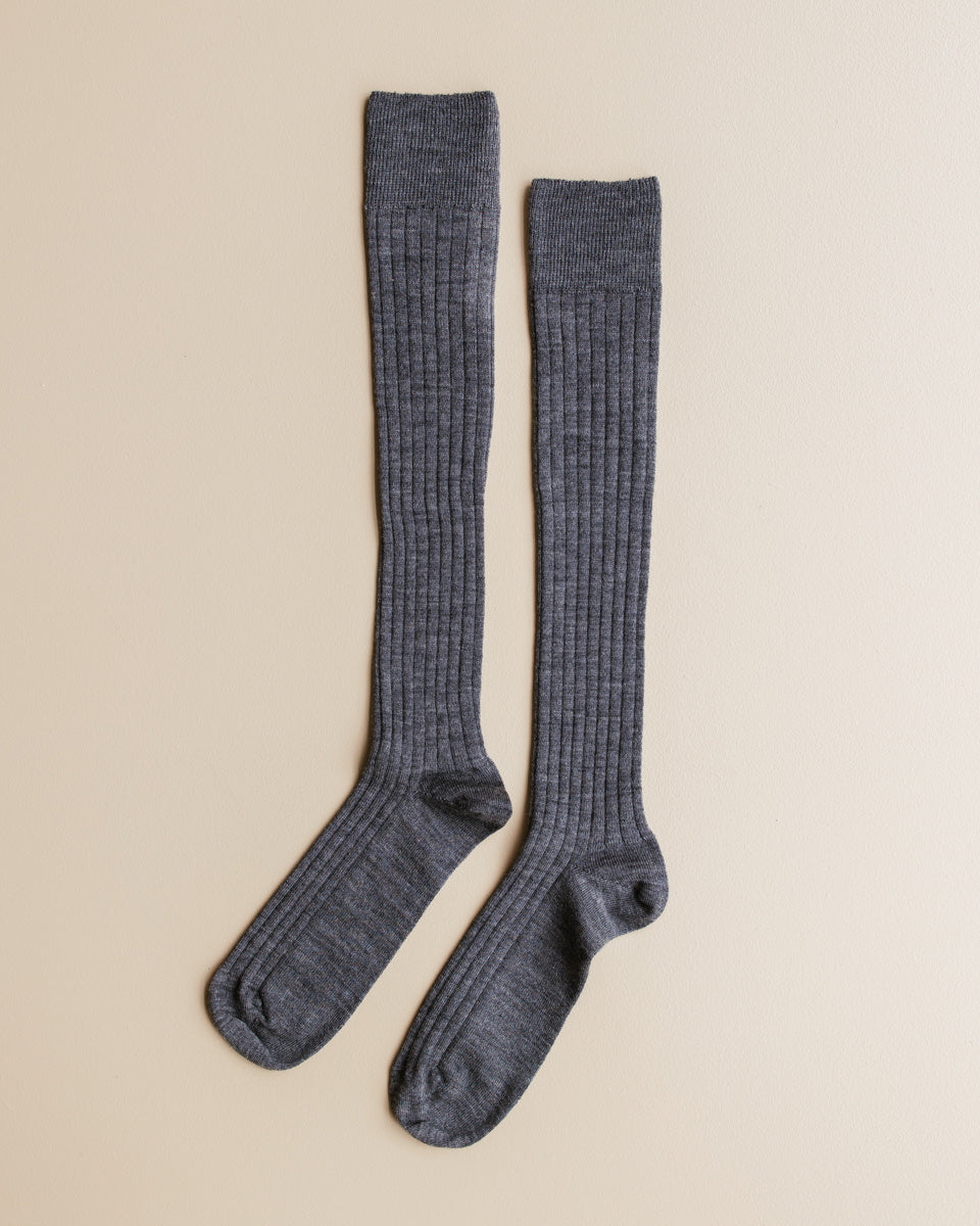 Kniekousen merino wol - grijs melange