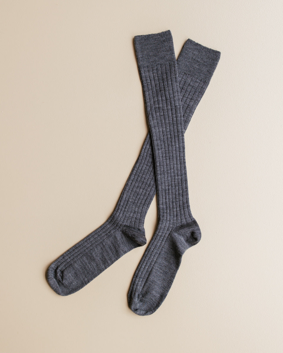 Kniekousen merino wol - grijs melange