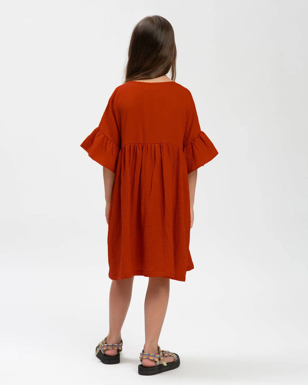 Matona - Kinder jurk volant - brick-2