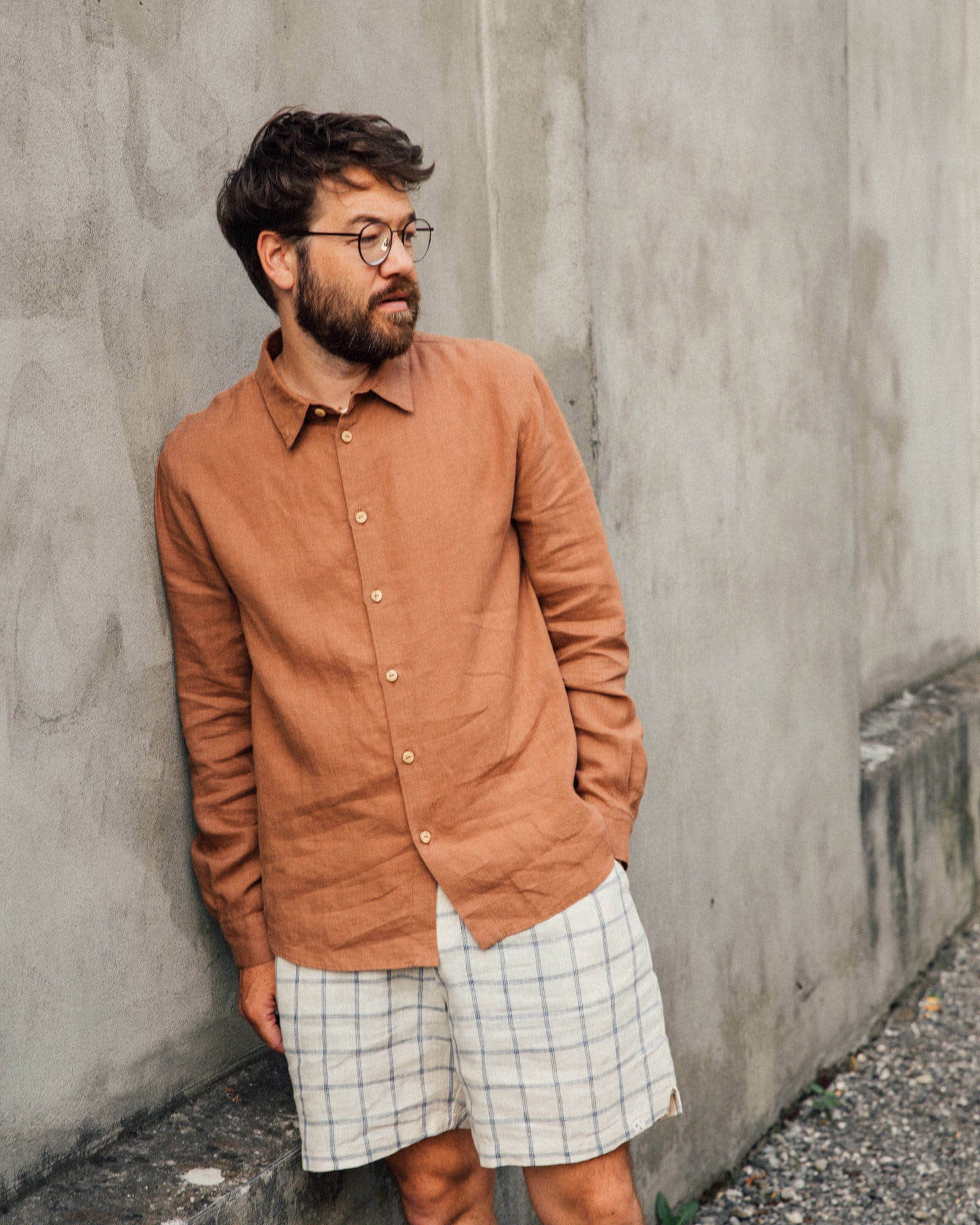 Matona-SS25-Mood-Men-Casual-Shirt-coffee-Linen-Shorts-blue-net-1