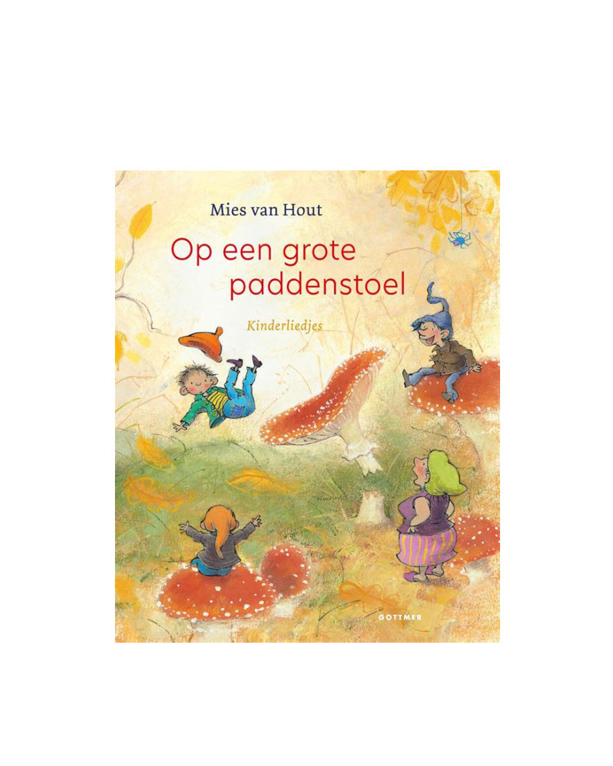Op een grote paddenstoel