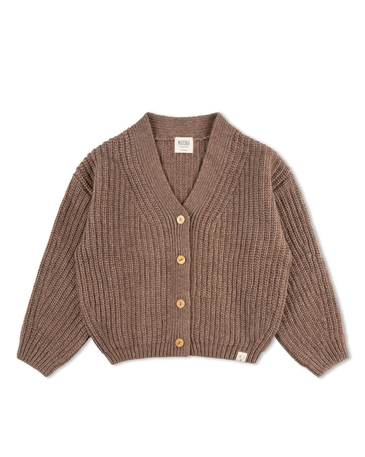 Children's V-neck cardigan - sepia 