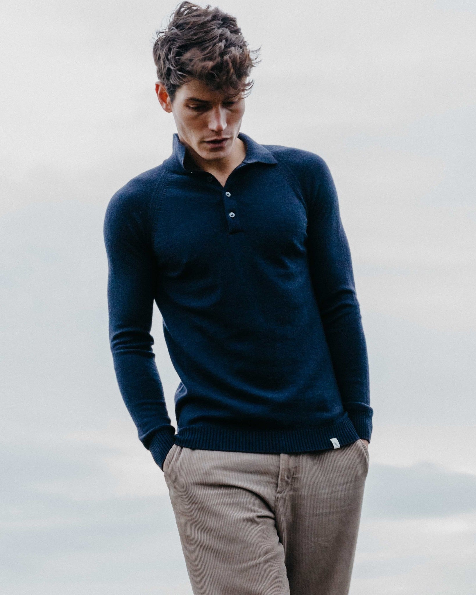 Peregrine Beauford Polo Shirt wol navy blauw WJ12006
