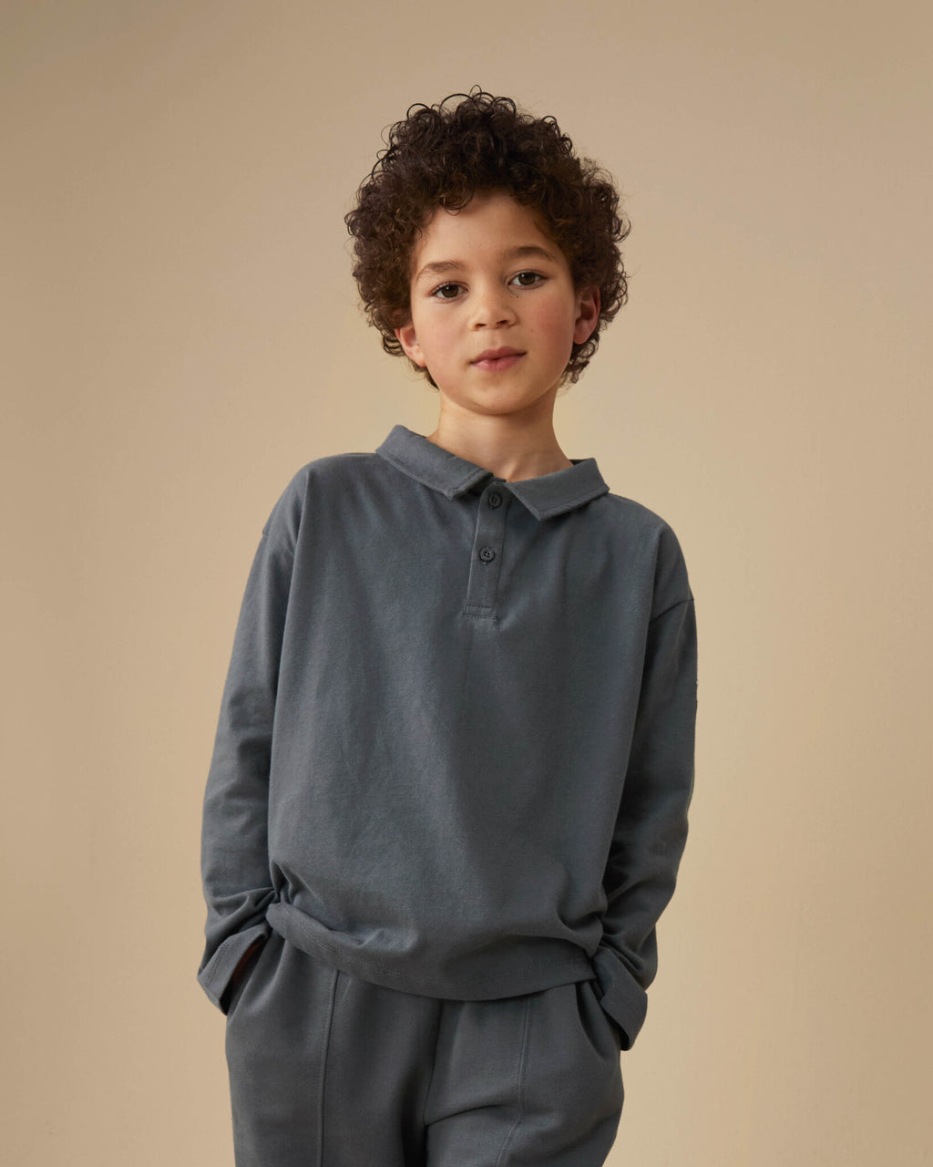 Poloshirt longsleeve - blue grey