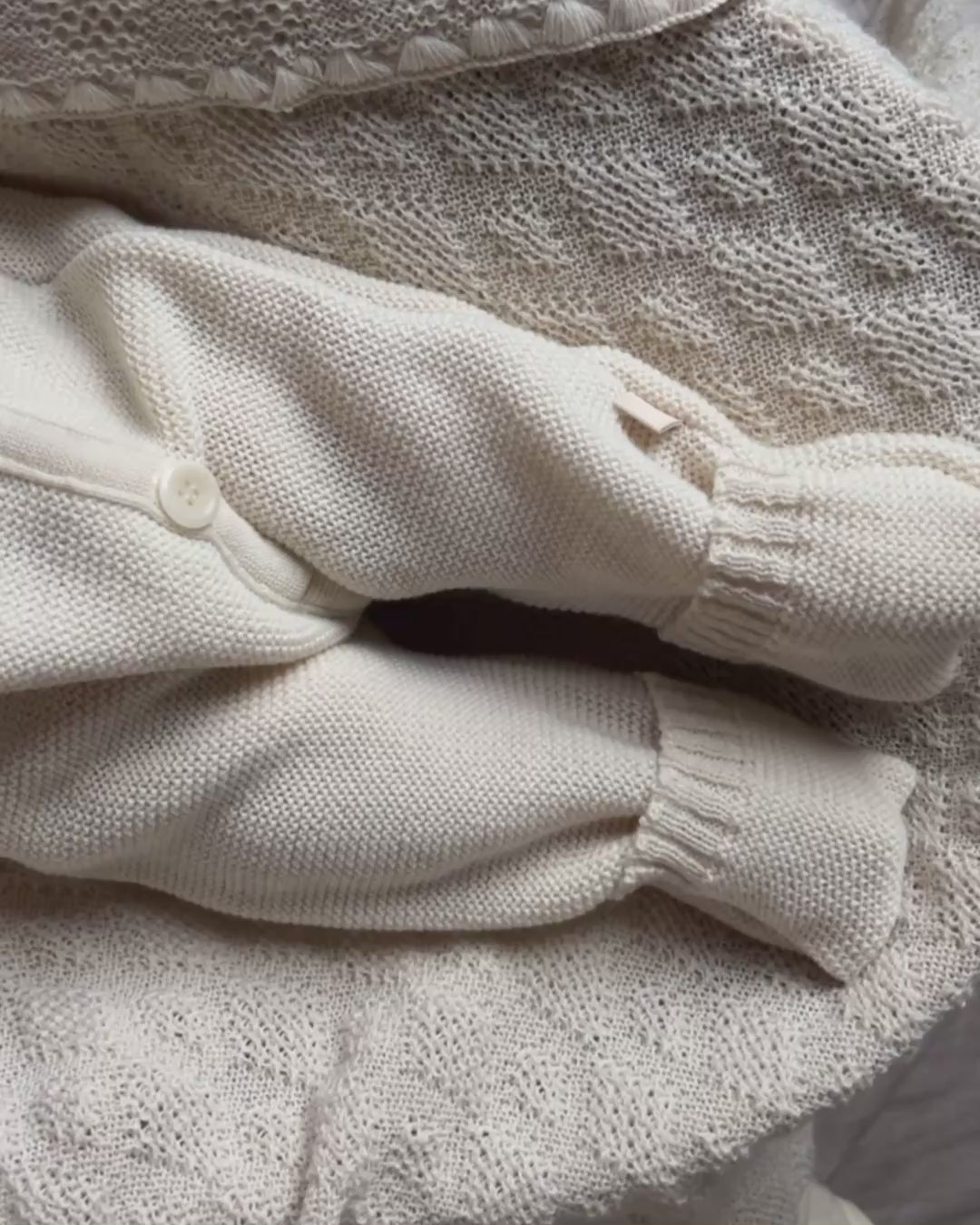 Merino wool knitted overall - natural