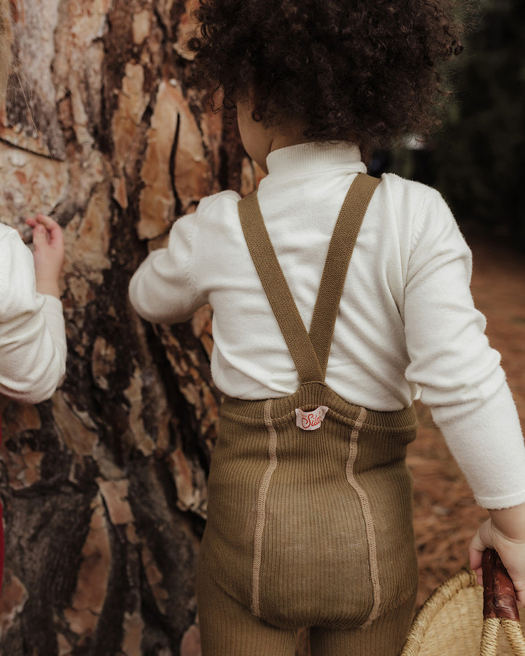 Retro Ribbed Tights with Braces - Acorn Brown