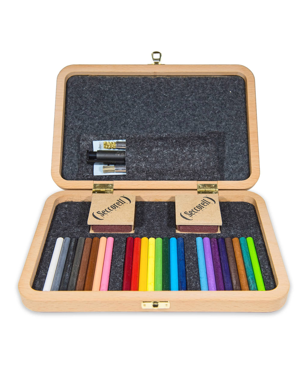 Seccorell-24 kleuren staafjes houten doos
