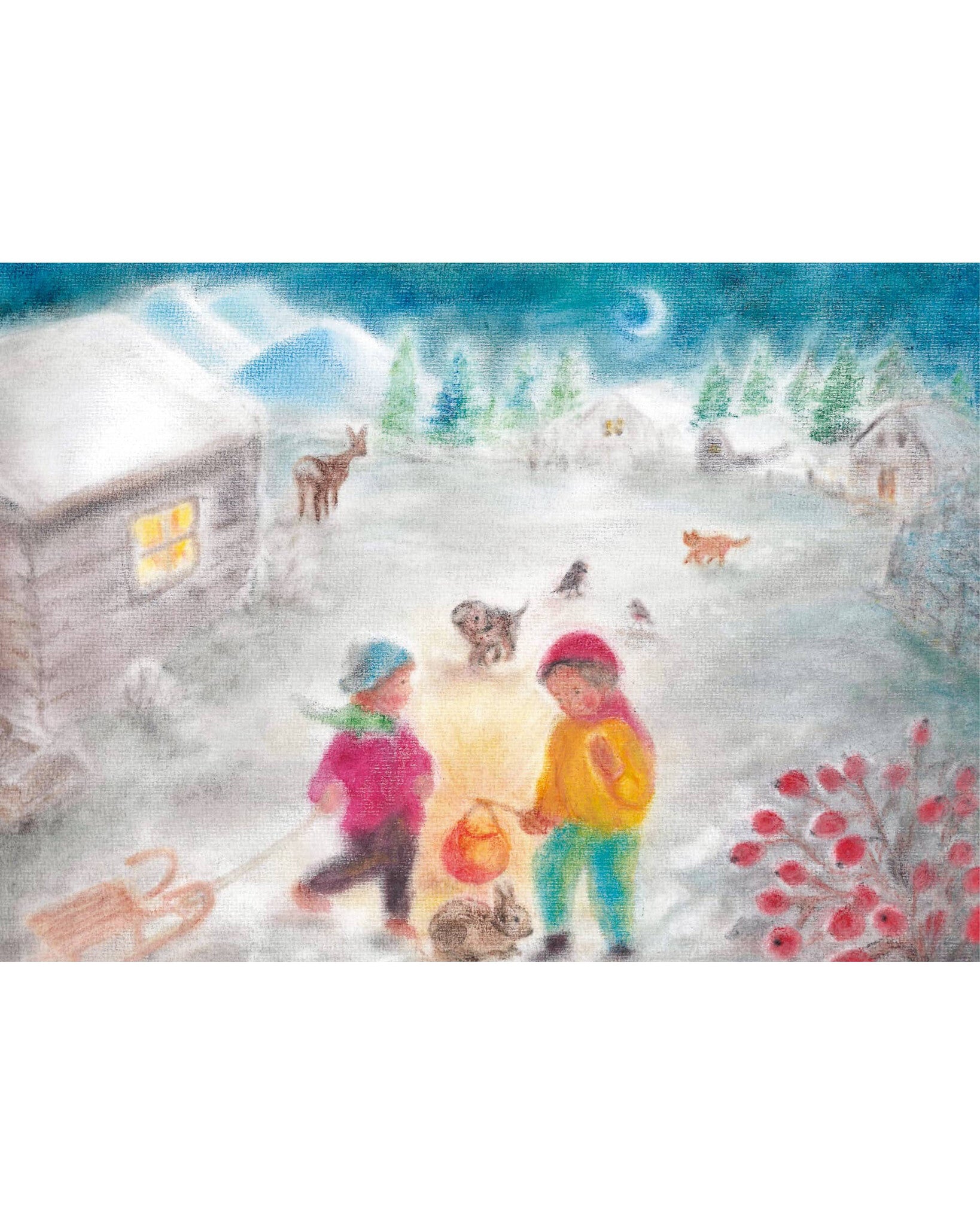 Seccorell-kaart kinderen in de sneeuw